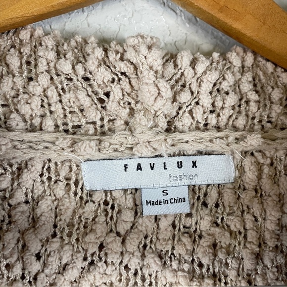 𝅺FAVLUX Women's Popcorn Hoodie Tan Oversized Sweater S - Picture 8 of 12